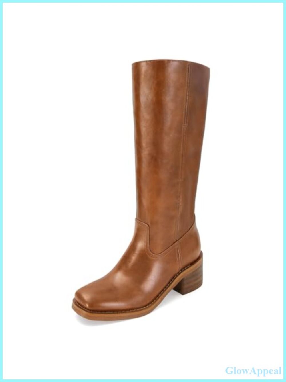 ZJGZF Women's Square Toe Chunky Block Heel Mid Calf Boots Pull On Biker Riding